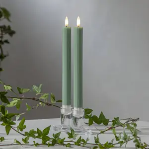 Comparateur de prix : STAR TRADING Bougie LED Flamme Stripe, vert, 25 cm, pile de cire Set de 2 pièces