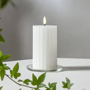Comparateur de prix : STAR TRADING LED Wachskerze Flamme Stripe Batterie Timer 15x7,5cm weiß