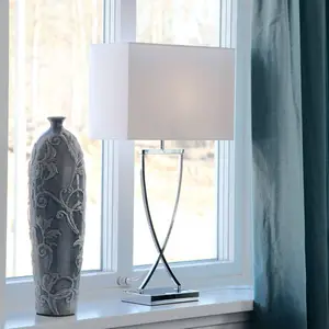 Comparateur de prix : By Rydéns Omega lampe de table chrome/blanc hauteur 69cm