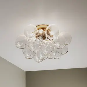 By Rydéns Grand plafonnier, laiton/clair, Ø 50 cm, verreVendu parluminaire