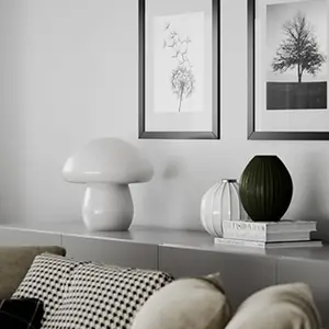 By Rydéns lampe à poser Mira Mushroom, blanc, verre, hauteur 30 cm pas cher