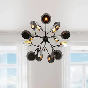 By Rydéns Turno suspension, noire à 18 lampes