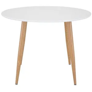 PARIS PRIX Table à manger ronde plaza 100cm blanc & naturel pas cher