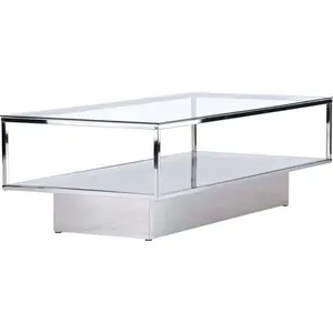 Comparateur de prix : EBUY24 Table basse en verre - Maglehem - Transparent - Acier - 130x60x38 cm