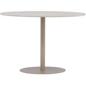 Venture Home Table à manger 4 personnes ronde en effet marbre et métal - Beige
