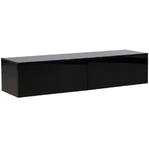 Meuble tv 2 tiroirs fristad 160cm noir pas cher