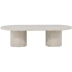 Table basse ovale effet marbre 120x60cm - Beige