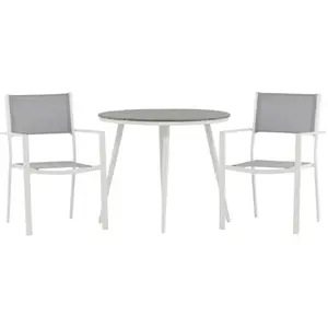Ensemble Table de Jardin & 2 Chaises Break & Copacabana 90cm Gris pas cher