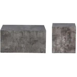 Comparateur de prix : Lot de 2 tables basses effet marbre york 80cm gris