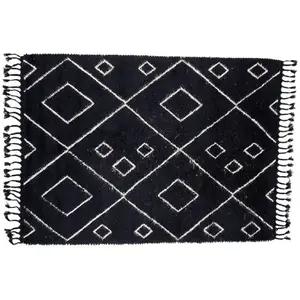 Comparateur de prix : Tapis déco en laine david 202x300cm noir