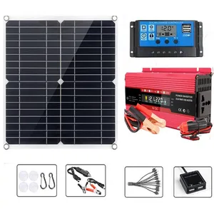 WELAN 12V 200W Kit Panneau Solaire Contrôleur De Chargeur De Batterie+Onduleur 6000W Pour Voiture Rv Caravane Bateau AutomobilesVendu parcdiscount