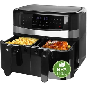 Emerio AirFryer AF-126672.4 Friteuse numérique à air chaud double avec air chaud sans huile supplémentaire, volume 2 x 5,0 l, 12 programmes sans BPA, fonction Smart Finish (les deux sont prêts en même pas cher