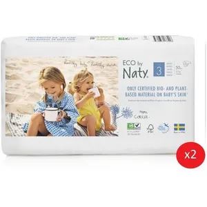 Comparateur de prix : NATY - Lot de 2 paquets de couches Taille 3 Midi 4-9 kg 100pcs