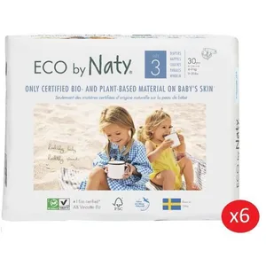 Naty - Lot De 6 Paquets De Couches Taille 3 Midi 4-9 Kg 30 Pcs pas cher