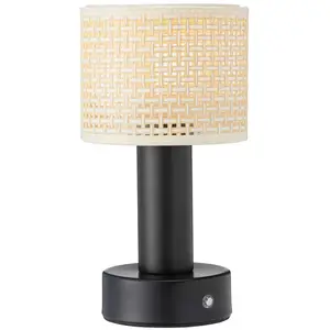 PR Home Tiara Lampe à poser rechargeable, CCT, rotin/noir pas cher