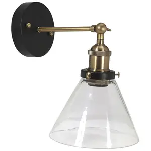 PR Home Applique murale Lambda, laiton/clair, Ø 18 cm, verre pas cher
