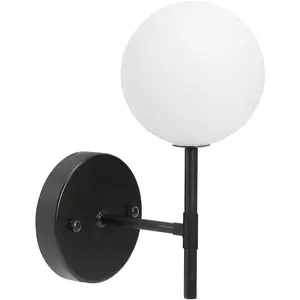 Comparateur de prix : PR Home Applique murale Sigma S, noir/opale, à 1 lampe 25 cm verre