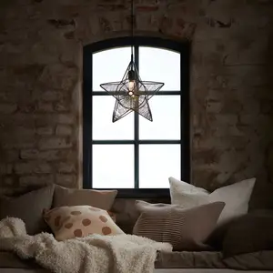 PR Home Regina étoile déco, métal avec fil beige