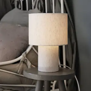 PR Home Lampe à poser Leah, beige, hauteur 28 cm, textile pas cher