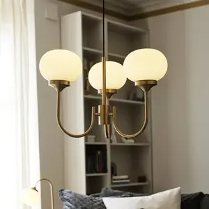 PR Home Lustre Elsy laiton verre crème à 3 lampesVendu parluminaire
