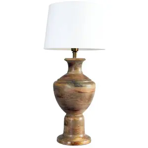 PR Home Lampe à poser Alma, blanc/marron, hauteur 69 cm, bois/tissu pas cher