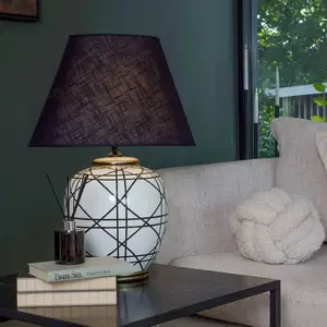 lampe à poser PR Home New York, noire, hauteur 63 cm, céramique pas cher