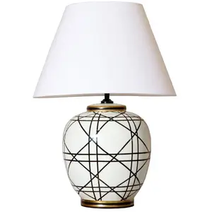 lampe à poser PR Home New York, blanche, hauteur 60 cm, céramique pas cher