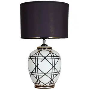 lampe à poser PR Home New York, noire, hauteur 45 cm, céramique pas cher