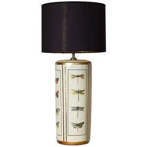 PR Home Lampe de table Lucca, noire, hauteur 67 cm, toile de lin, céra... pas cher