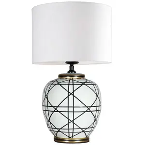 lampe à poser PR Home New York, blanche, hauteur 61 cm, céramique pas cher