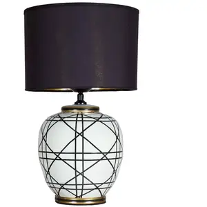 lampe à poser PR Home New York, noire, hauteur 60 cm, céramique pas cher