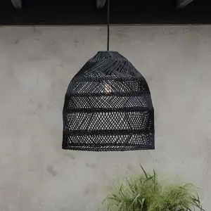 PR Home Maja suspension rotin noir, Ø 53 cm pas cher