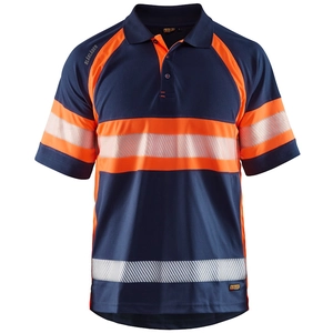 Comparateur de prix : Blaklader Polo de travail haute visibilité anti-UV 3338 - Marine/Orange fluo XS
