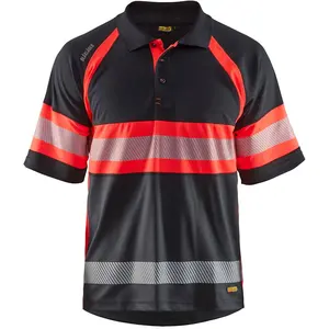 Comparateur de prix : Blåkläder Polo de travail haute visibilité anti-UV 3338 - Noir/Rouge fluo m