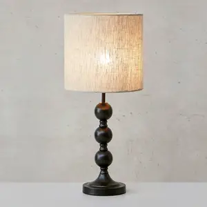 Markslöjd Lampe à poser Octo abat-jour en lin, noir/sable pas cher