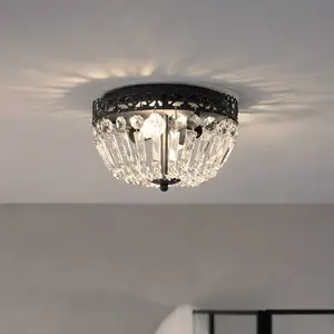 Comparateur de prix : Markslöjd Plafonnier Etienne cristal de verre Ø 25 cm noir