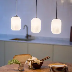 Markslöjd Suspension Cava, couleur acier, à 3 lampes, verre pas cher