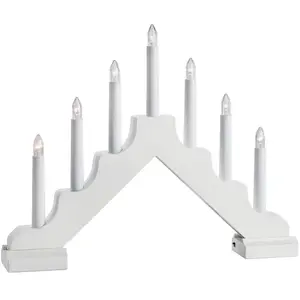 Markslöjd Chandelier LED Evelin en bois, à 7 lampes, blanc pas cher