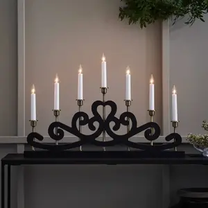 Markslöjd Chandelier Nightfall, bois à 7 lampes noir pas cher