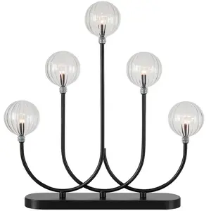 Markslöjd Bougeoir Enys, noir/transparent, fer/verre, à 5 lampes, LED