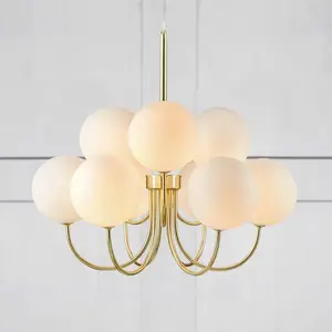 Comparateur de prix : Markslojd Markslöjd Suspension Bianco, 9 lampes, or/blanc, verre, G9