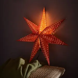 Markslöjd Étoile suspendue Embla, Ø 45 cm, velours, brun pas cher