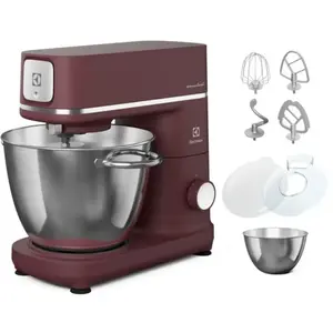 Electrolux E6KM1-4DRT, assistant de cuisine, avec 6 et 4 litres, avec fouet de cuisine, 1200W, rouge, acier inoxydable