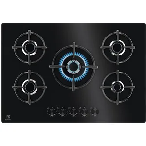 Electrolux - table de cuisson gaz 75cm 5 feux noir egg75372k - EGG75372K pas cher