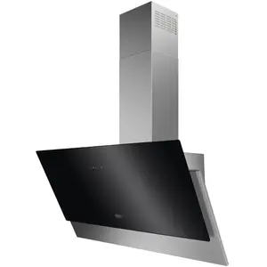 Faure - hotte décorative inclinée 90cm 58db 460m3/h noir - ffv919y TU pas cher