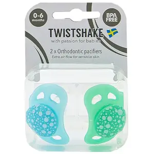 Comparateur de prix : Lot De 2 Sucette Orthodontique Vert Et Bleu 0-6 Mois De Twistshake