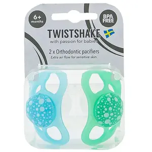 Comparateur de prix : Twistshake Sucette Orthodontique Vert/ Bleu +6m Lot de 2