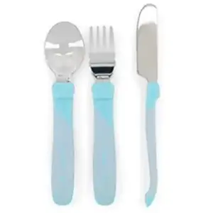 Comparateur de prix : TWISTSHAKE Couverts enfant inox bleu pastel 3 pièces