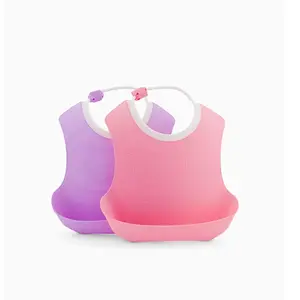 Twistshake Vital Innovations Lot de 2 Bavoirs Bébé récupérateurs en plastique, à partir de 4 mois, Pastel Pink/Purple, Rose/Violet 78219 Taille Unique pas cher