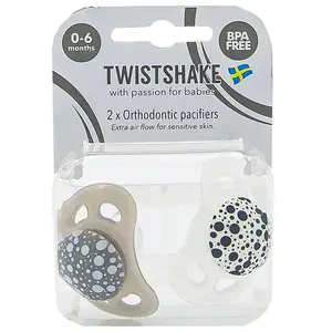 Comparateur de prix : Twistshake Sucette Orthodontique Grise Blanche +0m Lot de 2
